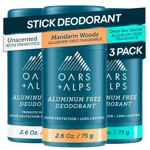 Miniatura 11 de Oars + Alps Desodorante sin aluminio para hombres y mujeres, dermatológicamente probado, tamaño de viaje, glaciar de mar profundo, 1 paquete, 2.6