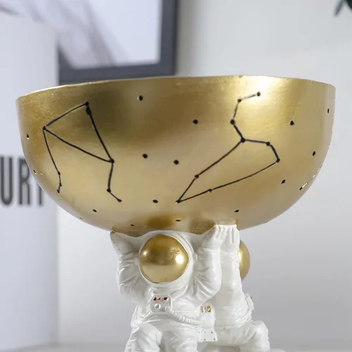 Miniatura 5 de Esculturas familiares de astronautas, familia de 3 figuras de astronautas, decoración de dormitorio con temática espacial, decoración de escritorio