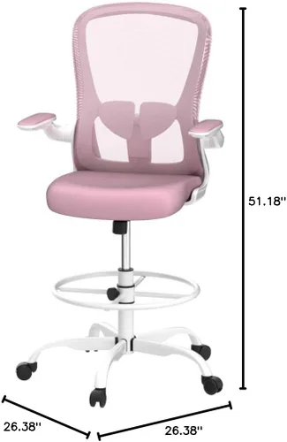 Miniatura 2 de Silla de dibujo, silla de oficina alta con reposabrazos abatibles, silla de escritorio de pie ergonómica ejecutiva para computadora, silla de dibujo