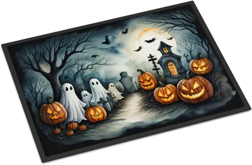 Miniatura 46 de Caroline's Treasures DAC2223MAT - Felpudo espeluznante de Halloween con gato negro de 18 x 27 pulgadas, tapete para puerta delantera