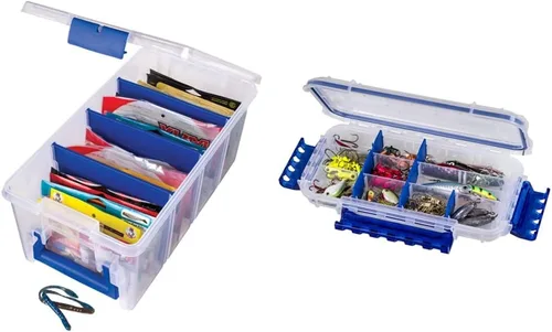 Flambeau Outdoors 4510 Super Half Satchel Organizador de cebo suave y WP3012 Ultimate Waterproof Tuff Tainer - 12 compartimentos (incluye (9)
