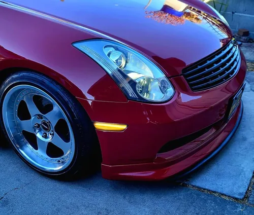 Miniatura 9 de iJDMTOY Kit de montaje de luz de marcador lateral de guardabarros delanteros con lente semidansparente ámbar, compatible con Infiniti G35 Sedán