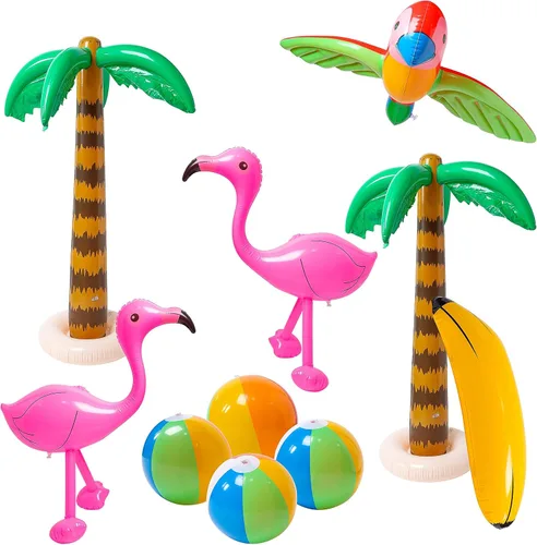 R HORSE Palmera inflable flamenco plátano playa pelota loro playa piscina juguetes para fiesta tropical hawaiana Luau fiesta verano piscina playa