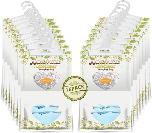 Miniatura 7 de ZSPENG Paquete de 14 bolsas colgantes absorbentes de humedad, 7.76 oz/paquete de bolsas de humedad sin fatiga, bolsas deshumidificadoras colgantes