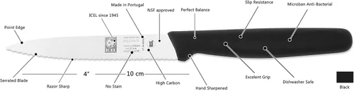 Miniatura 4 de ICEL Cutlery 241306010-Cuchillo de pelar dentado de 4 pulgadas, negro