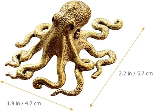 Miniatura 3 de BESPORTBLE Adorno de pulpo de latón, mini escultura de escritorio, figura de animal pequeño, decoración de oficina en casa, figura de arte de metal