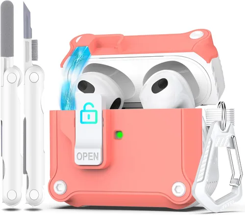 Miniatura 54 de R-fun - Funda para audífonos compatible con AirPods de 4.ª generación 2024, cubierta protectora de expulsión automática a prueba de caídas, puerto