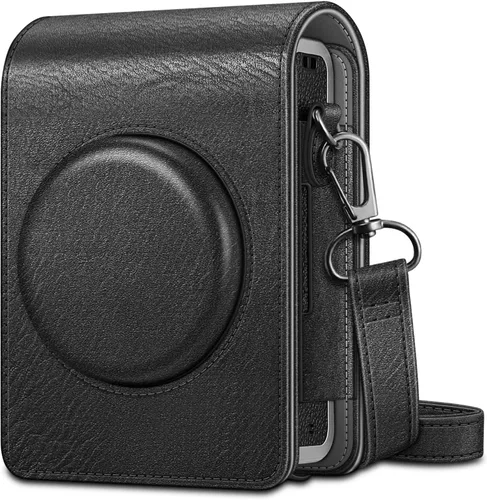 Fintie Funda Protectora para Cámara Fujifilm Instax Mini EVO - Bolsa de Cuero Vegano Premium con Correa Ajustable Extraíble, Negro Vintage