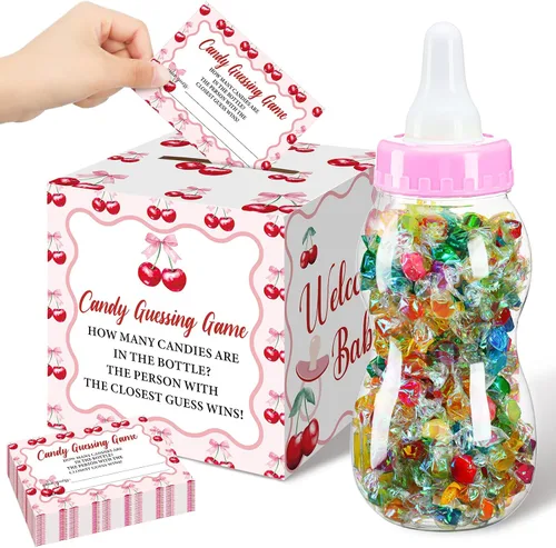 Miniatura 12 de Glenmal Juego de 52 piezas de regalo para juegos de baby shower, biberón grande para juego de ducha, adivina cuántos dulces decoraciones