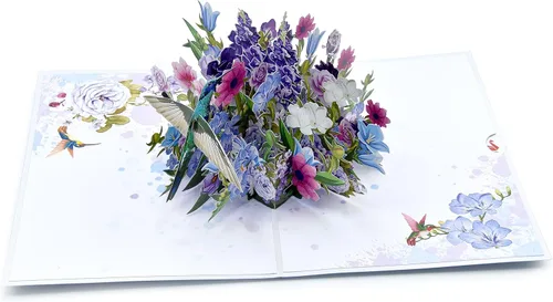 Miniatura 4 de Teabug Cards Floral Symphony: A Hummingbird Pop-Up Tarjeta de felicitación, tarjeta de cumpleaños, tarjeta del día de la madre, todas las ocasiones