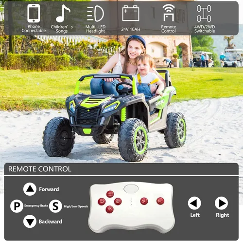 Miniatura 4 de POSTACK Juguete de paseo XXXL de 24V de 220 libras para niños grandes, auto de juguete eléctrico con batería de 2 asientos para niños, auto de paseo