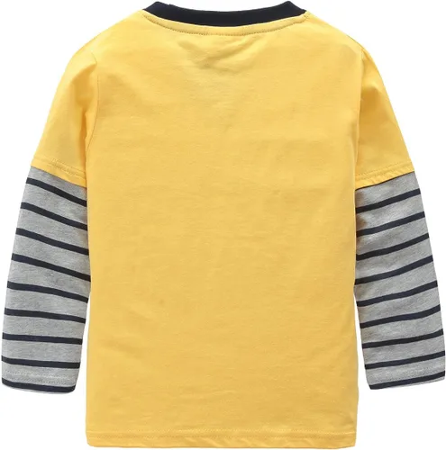 Miniatura 2 de Moon Tree Camisetas de algodón de manga larga para niños, camisa de dibujos animados, cuello redondo, excavadora, paquete de 2