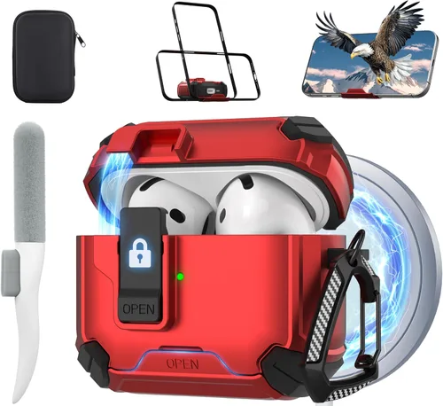 Miniatura 42 de Maxjoy Funda protectora para AirPods 4 2024, funda protectora para AirPods de 4ª generación con bloqueo automático, compatible con MagSafe, Verde