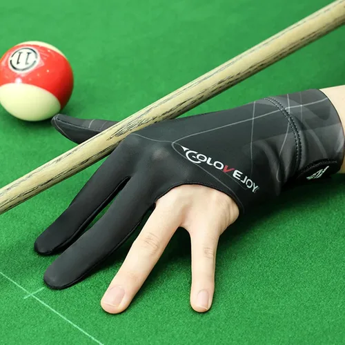 Miniatura 3 de Guantes de billar de 3 dedos, guantes de billar para mano izquierda y diestra, transpirables, antideslizantes, para billar Mano derecha negra y gris