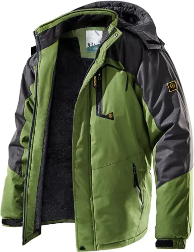 Miniatura 16 de Chaqueta de esquí para hombre, de invierno, con forro polar cálido, impermeable, cortavientos, con capucha, para montaña, senderismo, nieve y lluvia