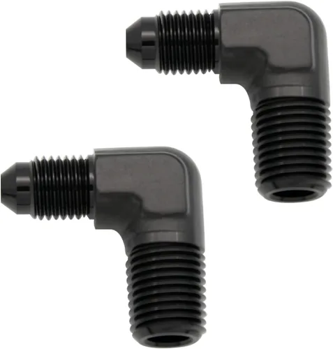 Miniatura 85 de Adaptador de tubo de manguera de combustible de aluminio recto 16AN acampanado a 3/4" NPT macho Unión de rosca negro