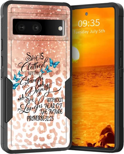 Miniatura 19 de Funda para Pixel 6A, Híbrida de Doble Capa de Servicio Pesado Resistente a Prueba de Golpes PC Duro + Funda Protectora de Silicona Suave para Google