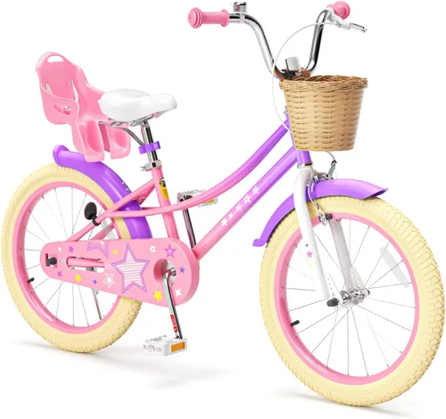 Miniatura 23 de Glaf Bicicleta para niñas de 12, 14, 16, 20 pulgadas, con ruedas de entrenamiento para niños de 2 a 12 años, bicicleta con cesta y asiento