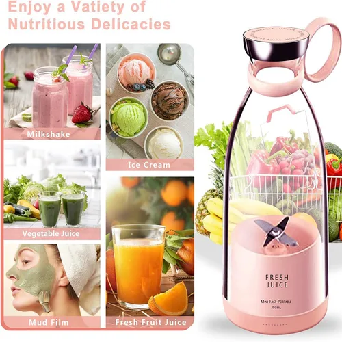 Miniatura 4 de Licuadora portátil de jugo, licuadora de jugo fresco, exprimidor eléctrico portátil inalámbrico de 11.8 fl oz, licuadora de jugo fresco portátil