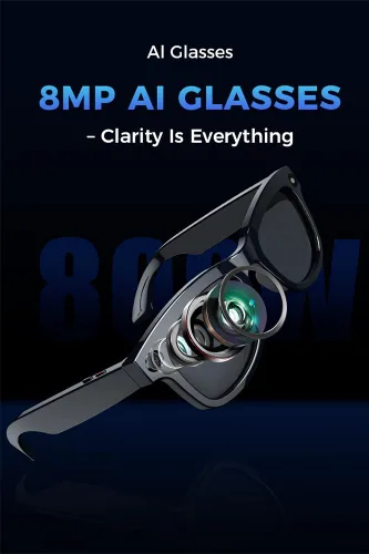 Miniatura 3 de Lentes de cámara inteligente para fotos, audio y videos, grabación HD de 8 MP, batería 7H, gafas de cámara AI ligeras para hombres y mujeres