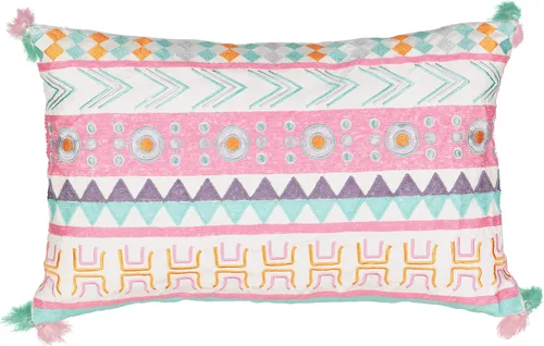 Waverly La La Llama - Cojín decorativo rectangular geométrico moderno, 14 x 20 pulgadas, color blanco