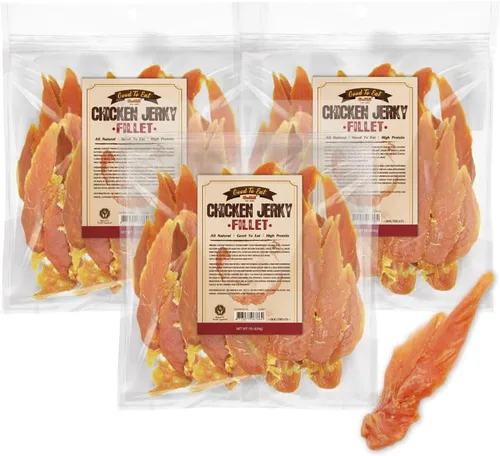 Miniatura 15 de Gootoe Golosinas para perros, carne seca de pollo para perros, golosinas de entrenamiento para perros; alta en proteínas, sin gluten