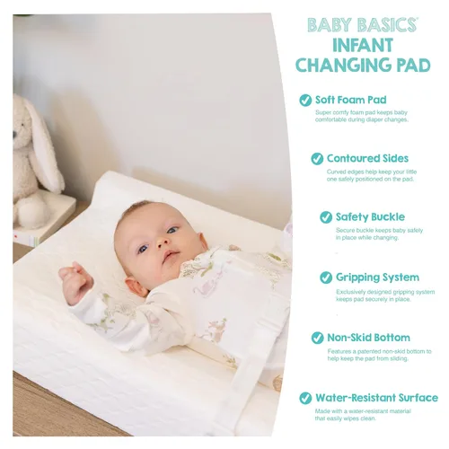 Miniatura 6 de Regalo Baby Basics - Cambiador antideslizante para bebés con sistema patentado de fácil agarre, funda resistente al agua, compatible con fundas