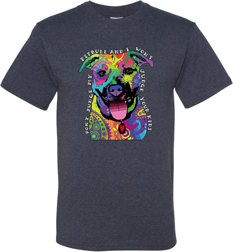 Miniatura 3 de Camisetas divertidas para hombre Don't Judge My Pitbull I Won't Judge Your Kids Púrpura