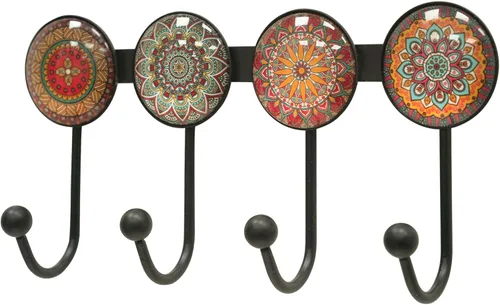 Perchero de Pared con 4 Ganchos Montado en la Pared, Ganchos de Pared Redondos de Color Marrón Decorativos para Colgar Sombrero, Llave, Toalla,