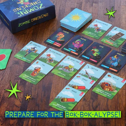 Miniatura 3 de Zombie Chickens - Divertidos juegos de cartas familiares para adultos, adolescentes y niños - Juego de zombis de supervivencia, 3 formas de jugar