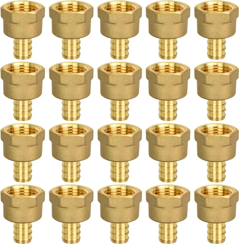 Paquete de 20 accesorios PEX de 1/2" x 1/2" NPT hembra, accesorio de adaptador roscado hembra NPT de 1/2" x 1/2", latón, de puerto completo para