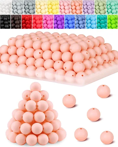 Miniatura 18 de 120 cuentas de silicona de FIVEIZERO para hacer llaveros, cuentas focales redondas de goma de silicona turquesa de 0.59 pulgadas a granel
