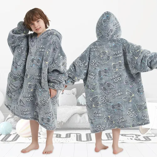 Miniatura 6 de Fiosnow Manta con capucha que brilla en la oscuridad con capucha para niños de 6 a 13 años, manta de gran tamaño para niños, niñas y adolescentes