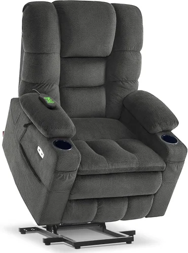 Miniatura 13 de MCombo Sillón Reclinable Grande con Triple Motor de Elevación Eléctrica con Masaje y Calefacción Doble, Reposacabezas Ajustable para Personas Café