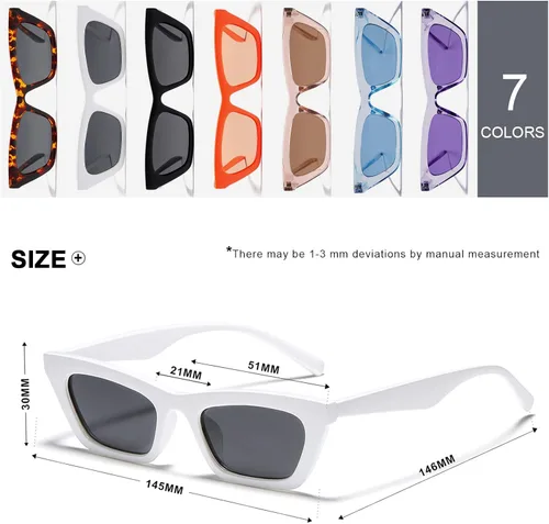Miniatura 6 de VANLINKER Pequeñas gafas de sol de ojo de gato delgadas de moda para mujer, sombra cuadrada pequeña retro VL9555