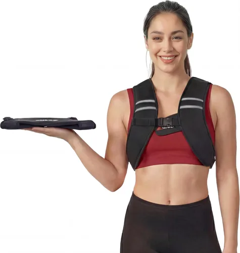 Miniatura 10 de ZELUS Chaleco con peso, lavable en Z-Fit chaleco con peso de hierro suave para mujeres y hombres, chaleco de peso de 5/10/15 libras con tiras Negro