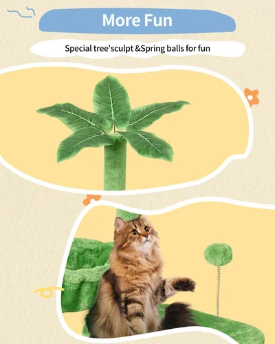 Miniatura 5 de KIYUMI - Árbol para gatos, torre para gatos, condominio con poste de rascado de sisal para gatos de interior, mueble con hamaca y percha, juguetes