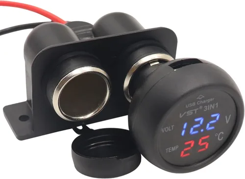 Miniatura 7 de Divisor Impermeable Multifuncional de Encendedor de Cigarrillos Dual de 12 V para Modificación de Automóvil, Enchufes de Alimentación Hembra