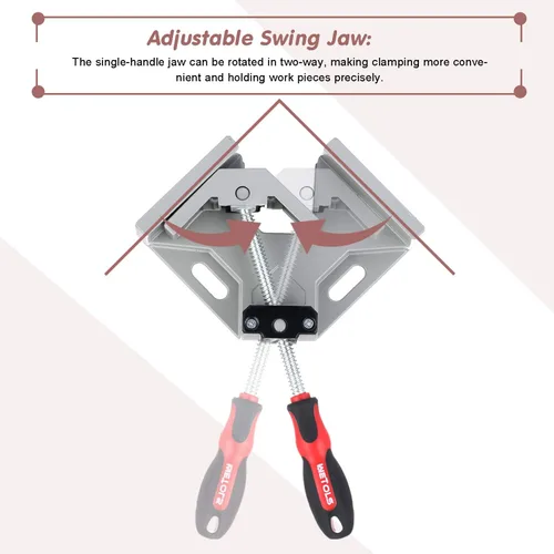Miniatura 4 de WETOLS Abrazadera de Esquina para Carpintería 4PCS Abrazadera de Ángulo Recto de 90 Grados con Mordaza Basculante Ajustable de Aleación de Aluminio