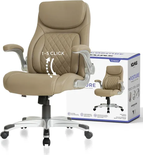 Miniatura 3 de Nouhaus +Posture Silla de Oficina Ergonómica de Cuero PU. Soporte Lumbar Click5 con Reposabrazos FlipAdjust. Silla Ejecutiva Moderna y Silla de Topo