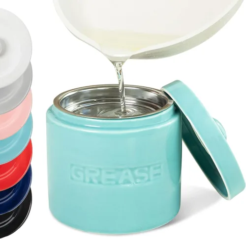 Miniatura 10 de Ahorrador de Grasa de Tocino con Colador - Contenedor de Grasa de Cerámica Recipiente de Almacenamiento de 1L Retiene Goteos de Grasa de Tocino