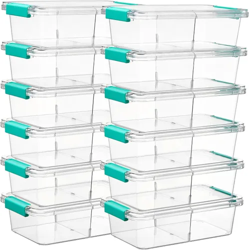 Miniatura 11 de Vtopmart Contenedores de almacenamiento de plástico de 6 cuartos con tapas, contenedores sensoriales transparentes, organizadores y almacenamiento