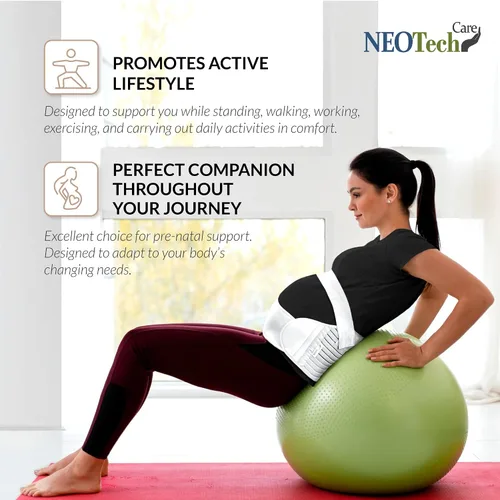 Miniatura 4 de NeoTech Care Cinturón de maternidad para embarazo, soporte para espalda, abdomen, cintura, pelvis (talla L, color marfil)