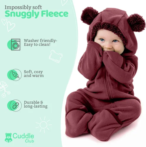 Miniatura 29 de Enterizo de vellón para bebé, rómper de una sola pieza con capucha para niños, ropa para exteriores, chaqueta infantil