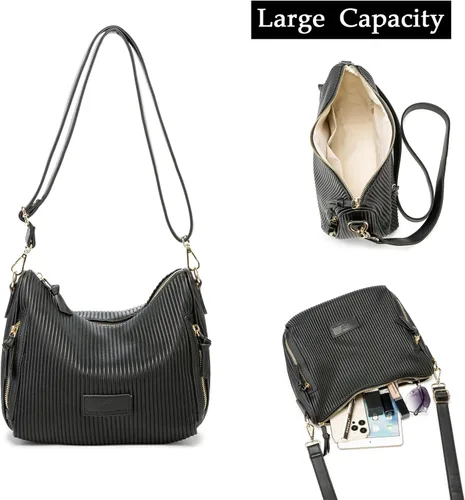 Miniatura 3 de Bolso de hombro para mujer, de cuero, plisado, informal, a la moda, bolso hobo
