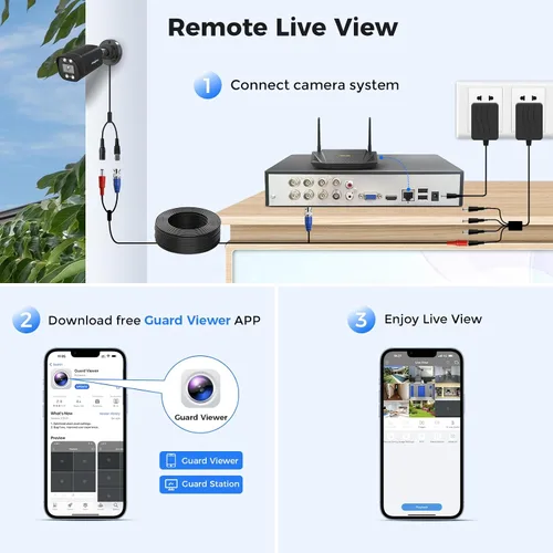 Miniatura 6 de Hiseeu Sistema de cámara de seguridad con cable 3K 8ch con audio, foco de alarma, detección de vehículos AI/humanos, disco duro de 3 TB, sistema