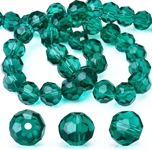 Miniatura 30 de Dowarm 100 cuentas redondas de cristal de 0.315 pulgadas para la fabricación de joyas, cuentas de cristal Rondelle facetadas para manualidades