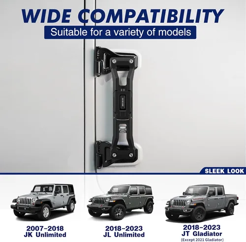 Miniatura 4 de Pedal plegable de bisagra de puerta compatible con Jeep Wrangler JK JL JLU Gladiator JT 2007-2023, excepto Gladiator 2021: aleación de aluminio