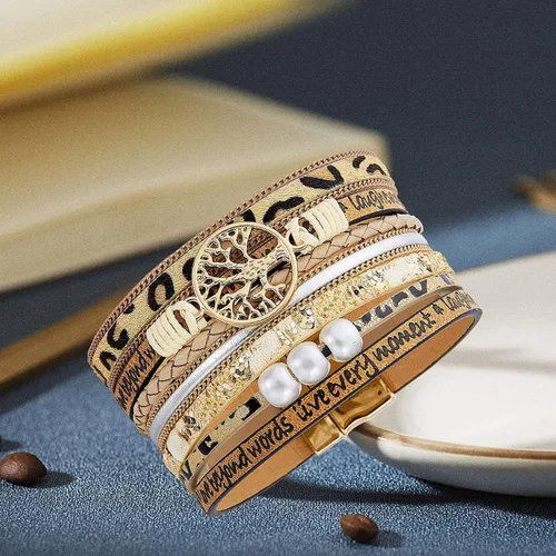 Miniatura 5 de Pulseras inspiradoras de cuero con árbol de la vida para mujeres, regalos de joyería para adolescentes y niñas, Metal, Circonita cúbica