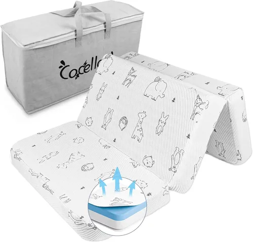 Miniatura 6 de Colchón triple Pack and Play, 38 x 26 pulgadas, colchón de espuma viscoelástica de doble cara para Pack n Play, colchones plegables portátiles